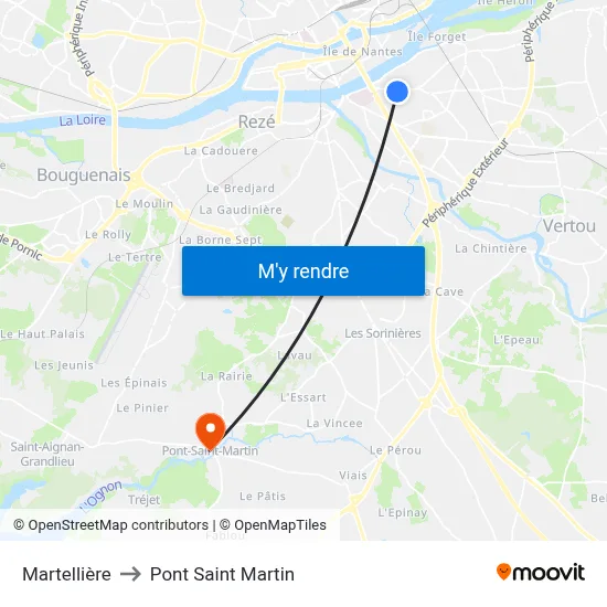 Martellière to Pont Saint Martin map