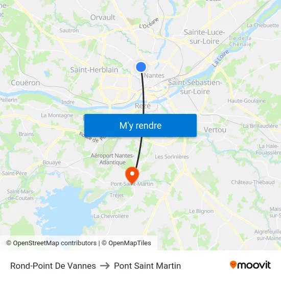 Rond-Point De Vannes to Pont Saint Martin map