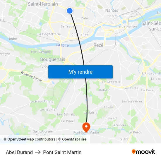 Abel Durand to Pont Saint Martin map