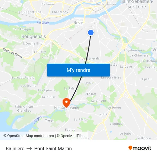 Balinière to Pont Saint Martin map