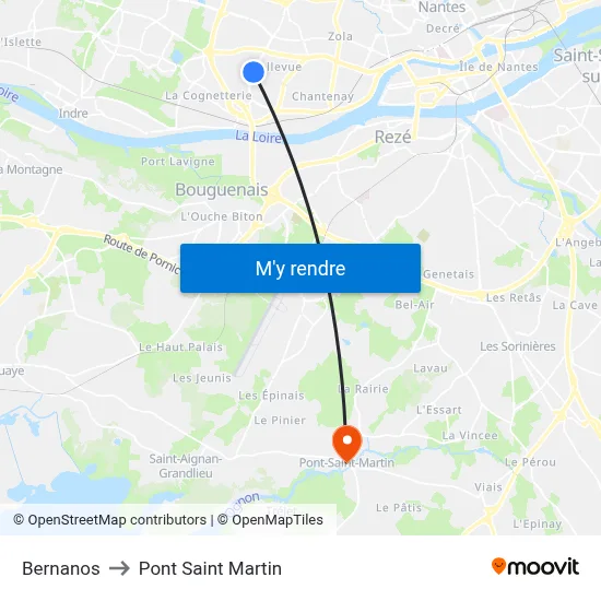 Bernanos to Pont Saint Martin map