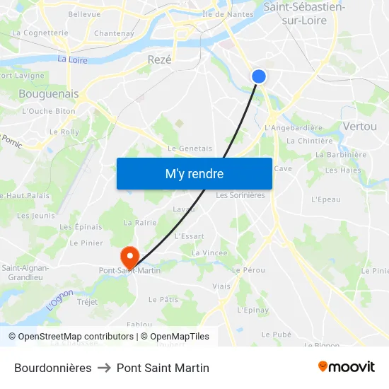 Bourdonnières to Pont Saint Martin map