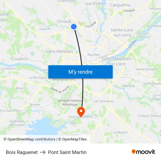 Bois Raguenet to Pont Saint Martin map
