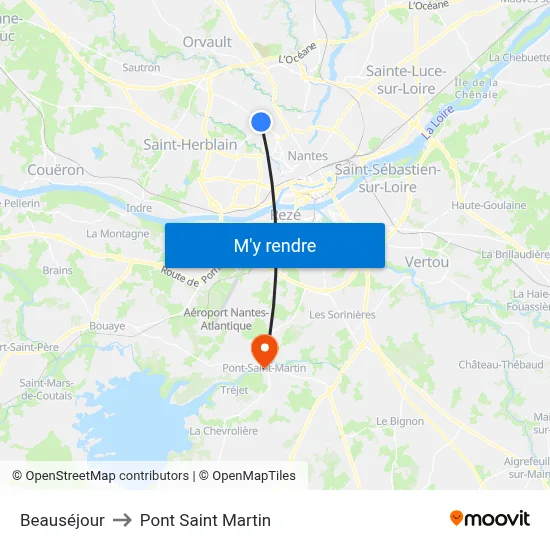 Beauséjour to Pont Saint Martin map