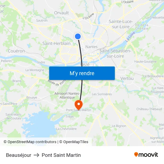 Beauséjour to Pont Saint Martin map