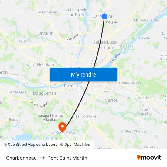 Charbonneau to Pont Saint Martin map