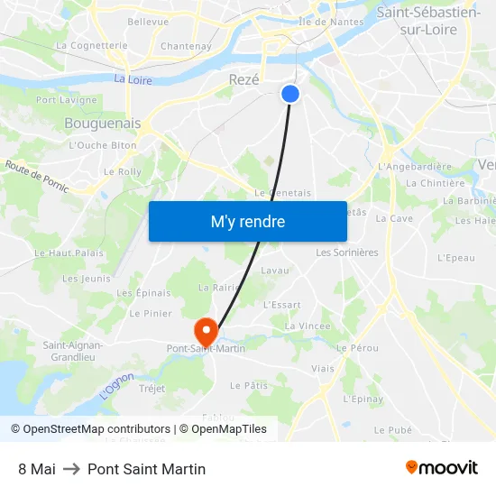 8 Mai to Pont Saint Martin map