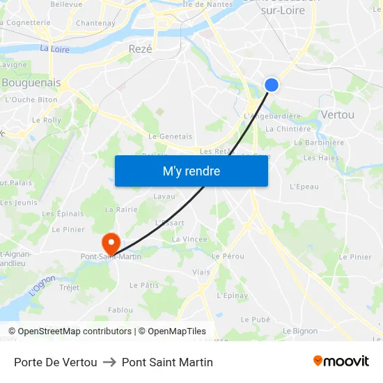Porte De Vertou to Pont Saint Martin map