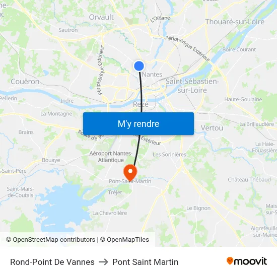 Rond-Point De Vannes to Pont Saint Martin map