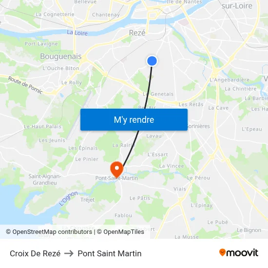 Croix De Rezé to Pont Saint Martin map