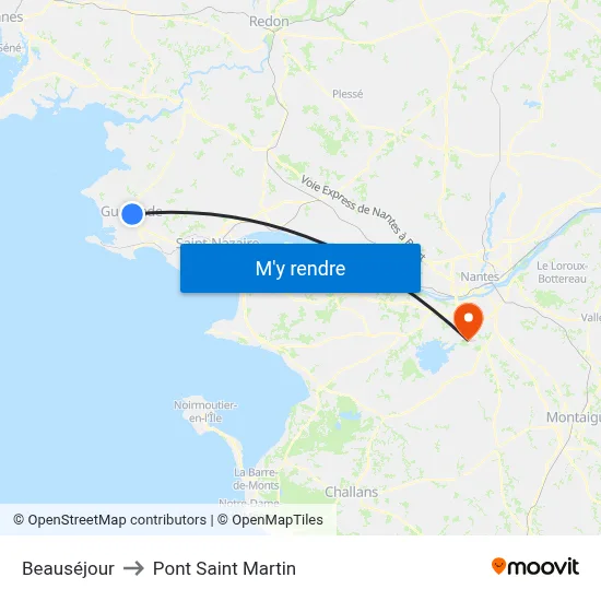 Beauséjour to Pont Saint Martin map