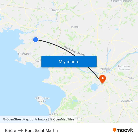 Brière to Pont Saint Martin map