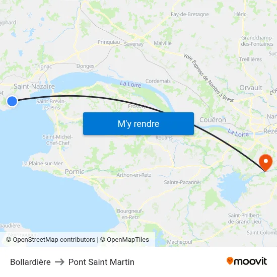 Bollardière to Pont Saint Martin map