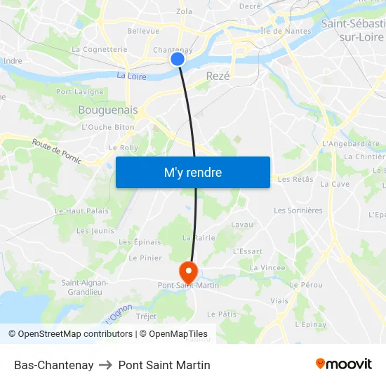 Bas-Chantenay to Pont Saint Martin map