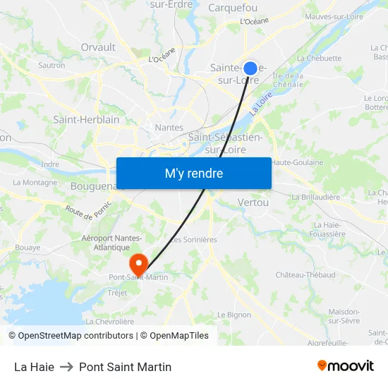 La Haie to Pont Saint Martin map