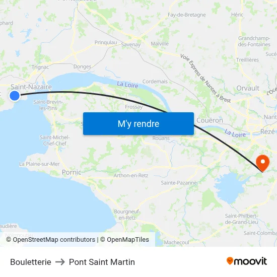 Bouletterie to Pont Saint Martin map