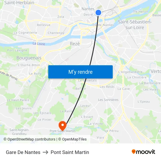 Gare De Nantes to Pont Saint Martin map