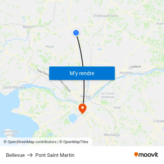 Bellevue to Pont Saint Martin map