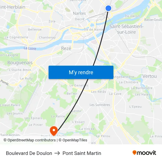 Boulevard De Doulon to Pont Saint Martin map