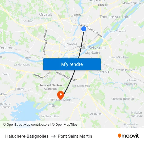 Haluchère-Batignolles to Pont Saint Martin map