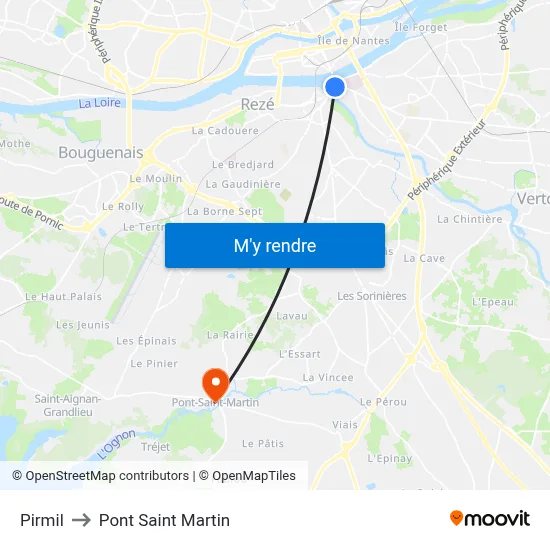 Pirmil to Pont Saint Martin map