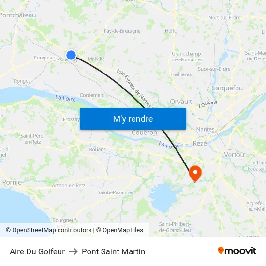 Aire Du Golfeur to Pont Saint Martin map