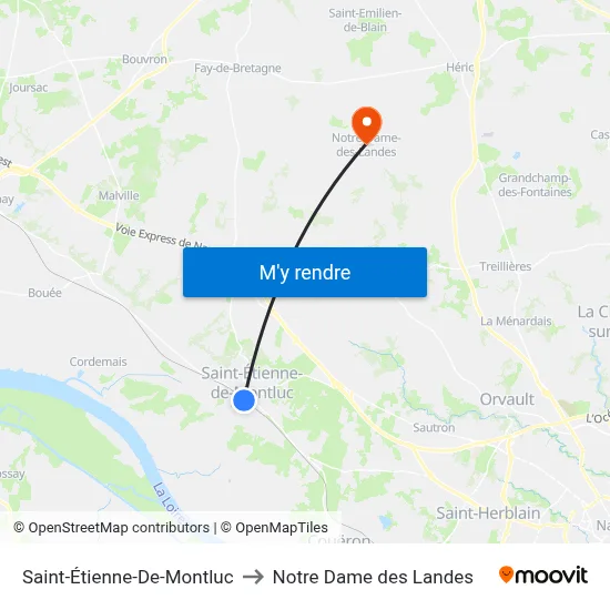 Saint-Étienne-De-Montluc to Notre Dame des Landes map
