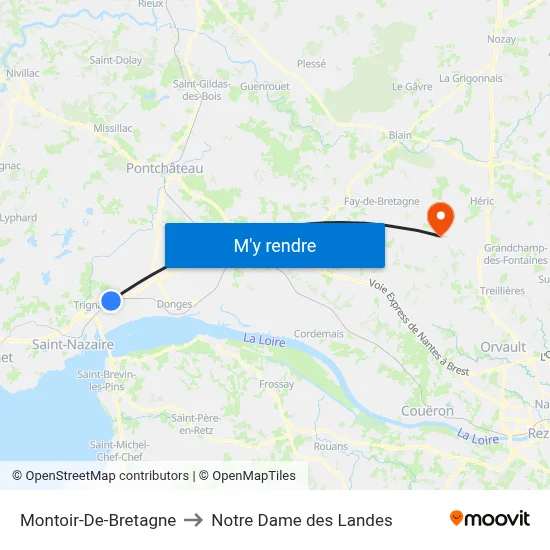 Montoir-De-Bretagne to Notre Dame des Landes map