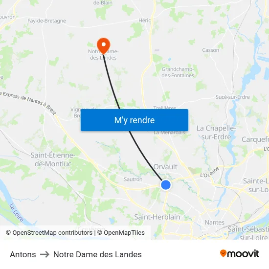 Antons to Notre Dame des Landes map