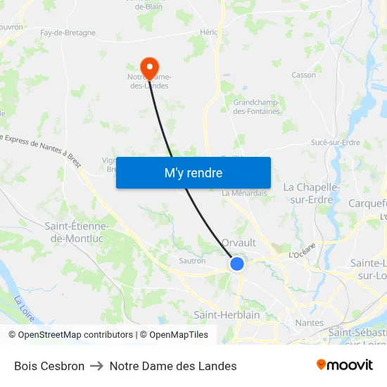 Bois Cesbron to Notre Dame des Landes map