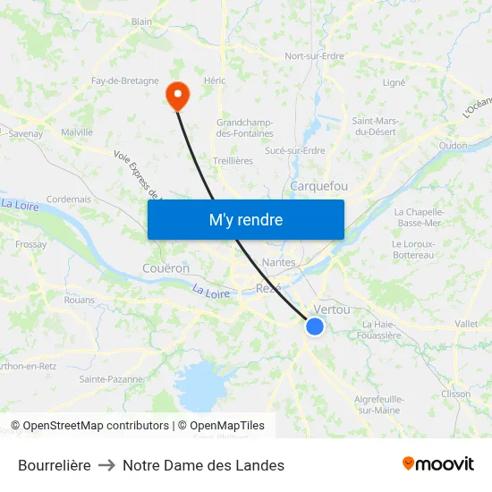 Bourrelière to Notre Dame des Landes map