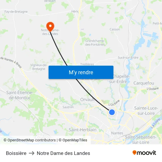 Boissière to Notre Dame des Landes map