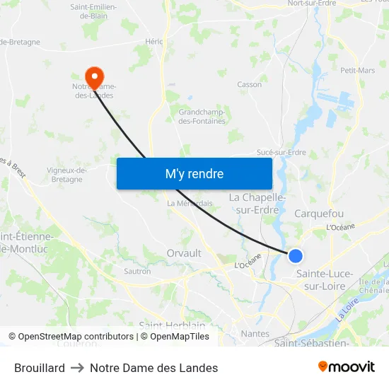 Brouillard to Notre Dame des Landes map