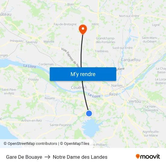 Gare De Bouaye to Notre Dame des Landes map