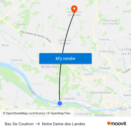 Bac De Couëron to Notre Dame des Landes map