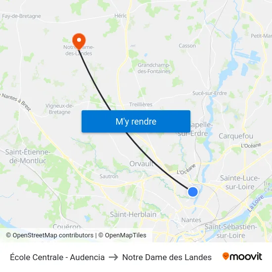 École Centrale - Audencia to Notre Dame des Landes map