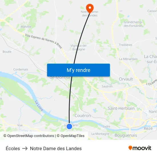 Écoles to Notre Dame des Landes map