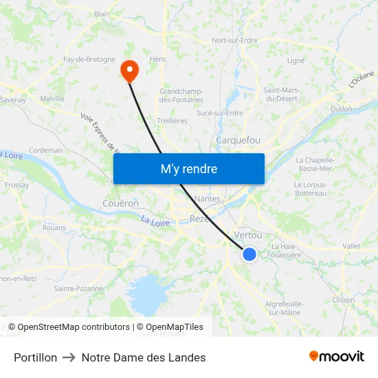 Portillon to Notre Dame des Landes map