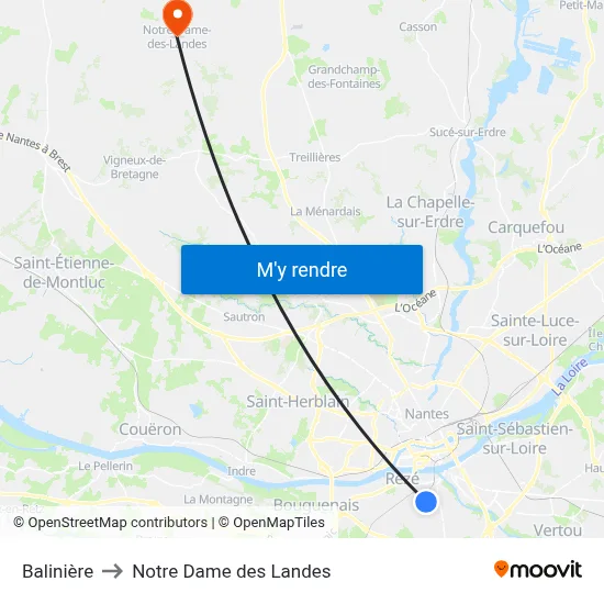 Balinière to Notre Dame des Landes map