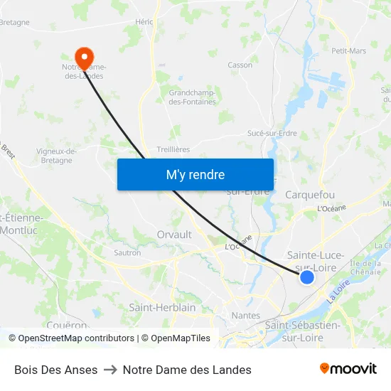 Bois Des Anses to Notre Dame des Landes map