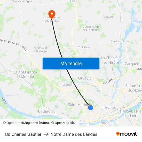Bd Charles Gautier to Notre Dame des Landes map