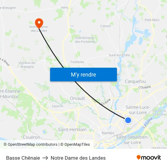 Basse Chênaie to Notre Dame des Landes map