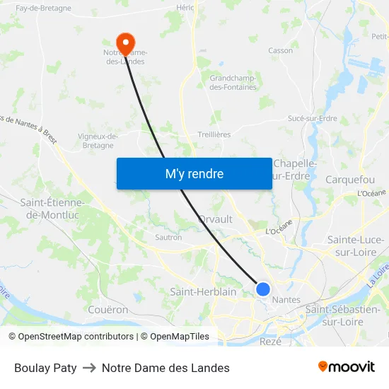 Boulay Paty to Notre Dame des Landes map