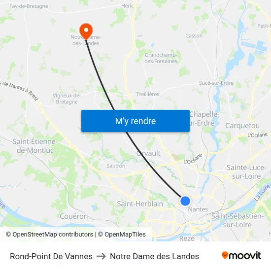 Rond-Point De Vannes to Notre Dame des Landes map