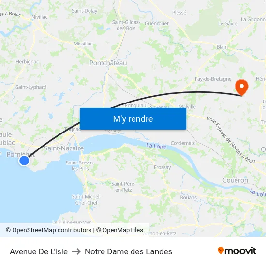 Avenue De L'Isle to Notre Dame des Landes map