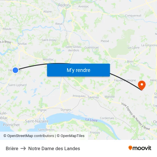 Brière to Notre Dame des Landes map