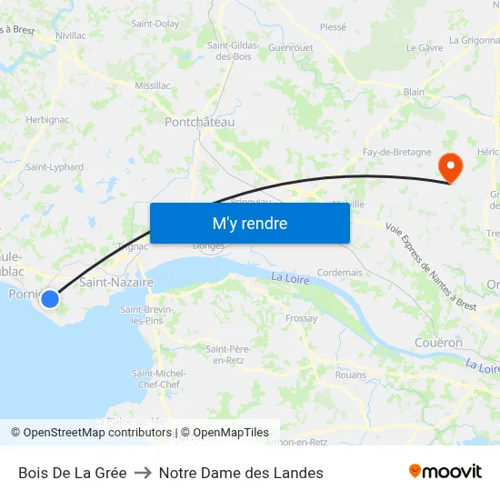 Bois De La Grée to Notre Dame des Landes map