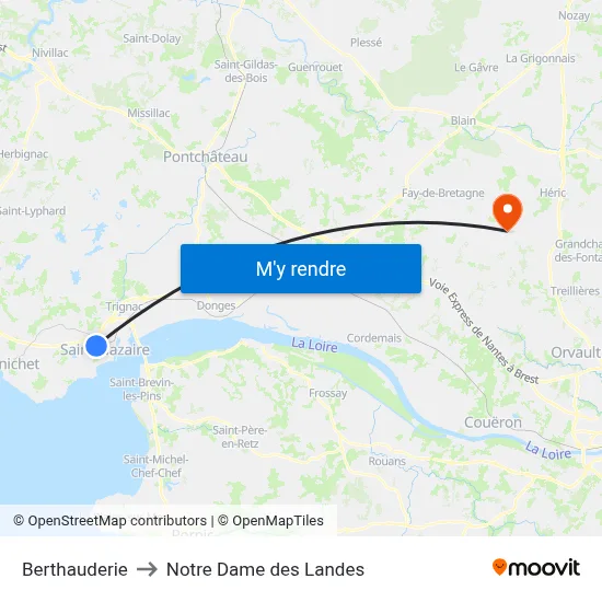 Berthauderie to Notre Dame des Landes map