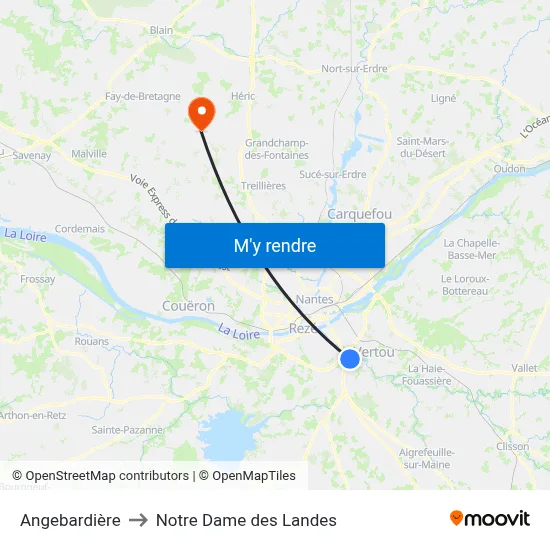 Angebardière to Notre Dame des Landes map