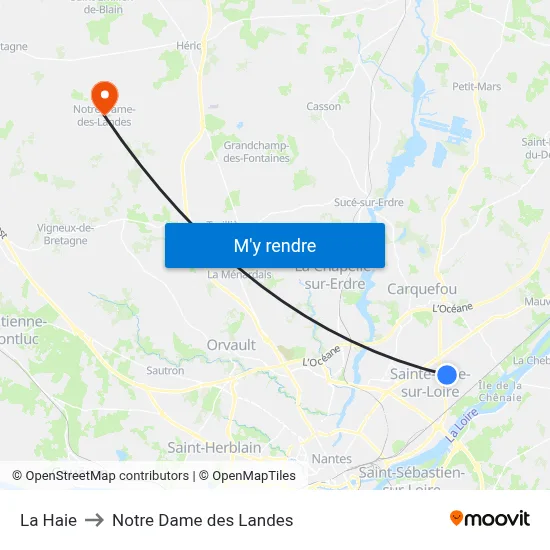 La Haie to Notre Dame des Landes map